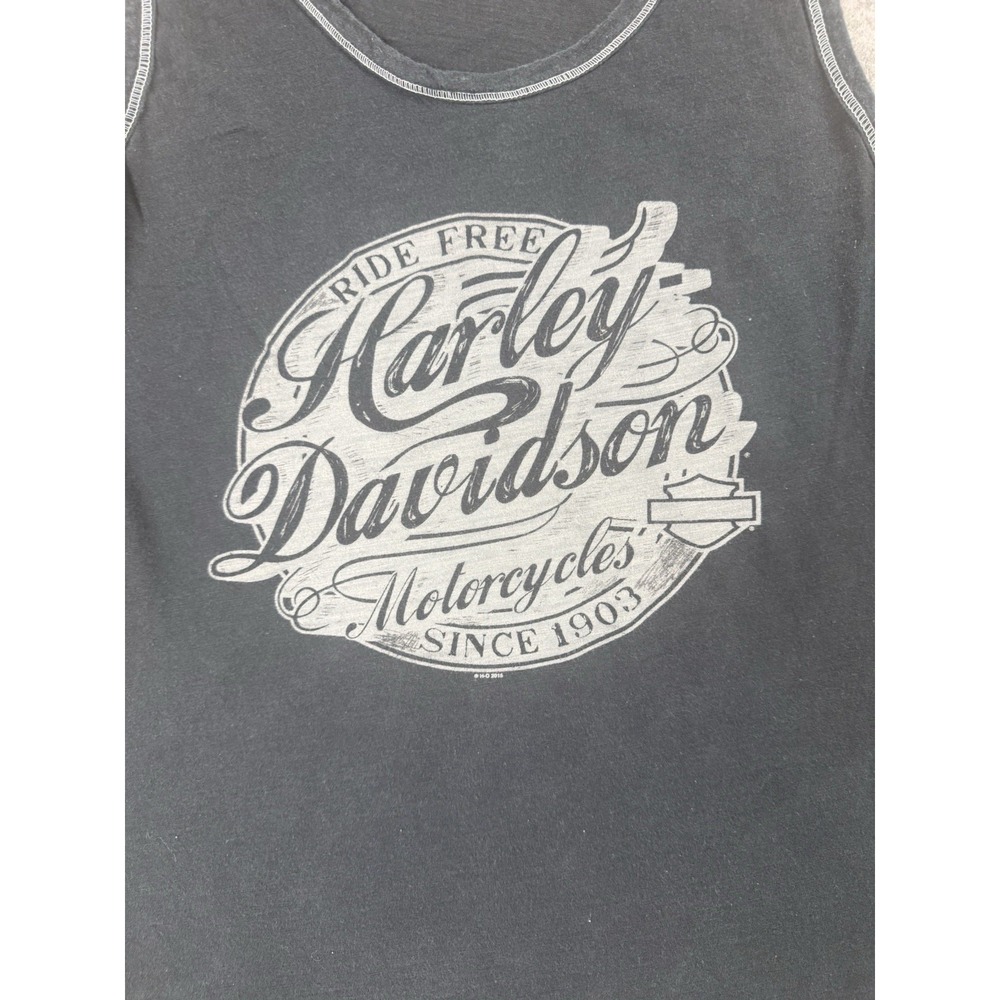 Harley Davidson Womens Sleeveless Spell Out Tank Top‎ Black XLarge Cotton - Picture 2 of 8